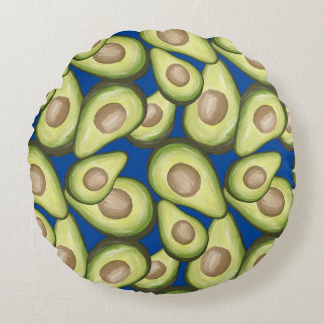 Gourmet Fresh Cut Vegan Avacados Round Cushion (Front)