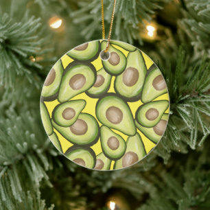 Gourmet Fresh Cut Vegan Avocado Pattern Ceramic Tree Decoration