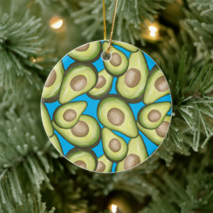 Gourmet Fresh Cut Vegan Avocado Pattern Ceramic Tree Decoration