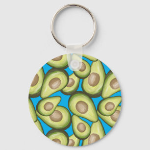 Gourmet Fresh Cut Vegan Avocado Pattern Key Ring