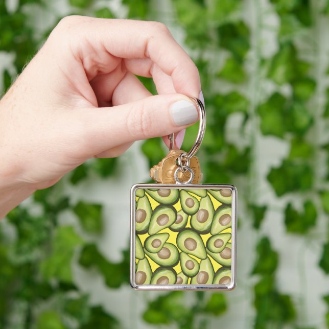 Gourmet Fresh Cut Vegan Avocado Pattern Key Ring (Hand)