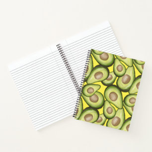 Gourmet Fresh Cut Vegan Avocado Pattern Notebook