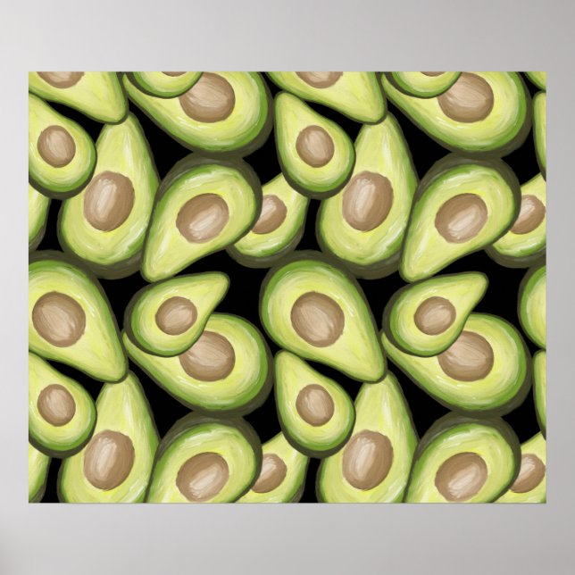 Gourmet Fresh Cut Vegan Avocado Pattern Poster (Front)