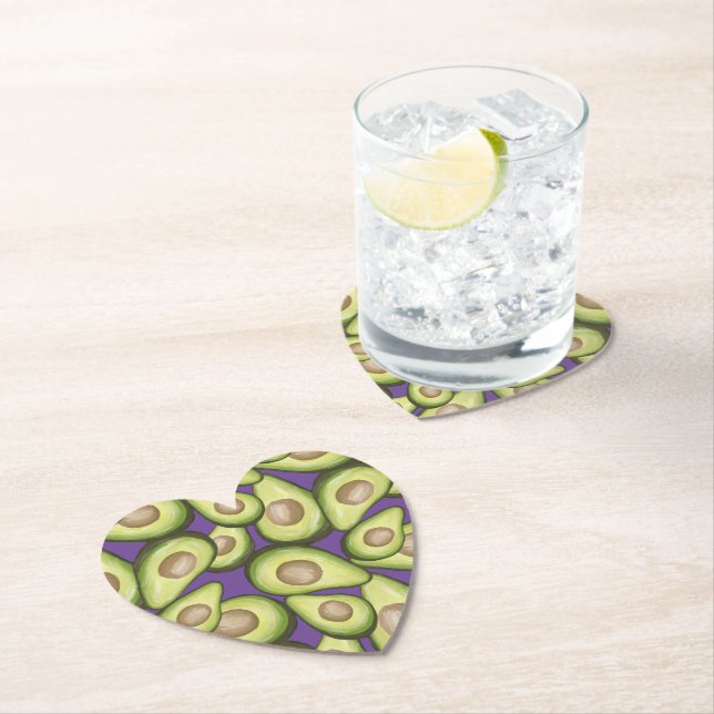 Gourmet Fresh Cut Vegan Avocado Pattern Square Pap Paper Coaster (Insitu)