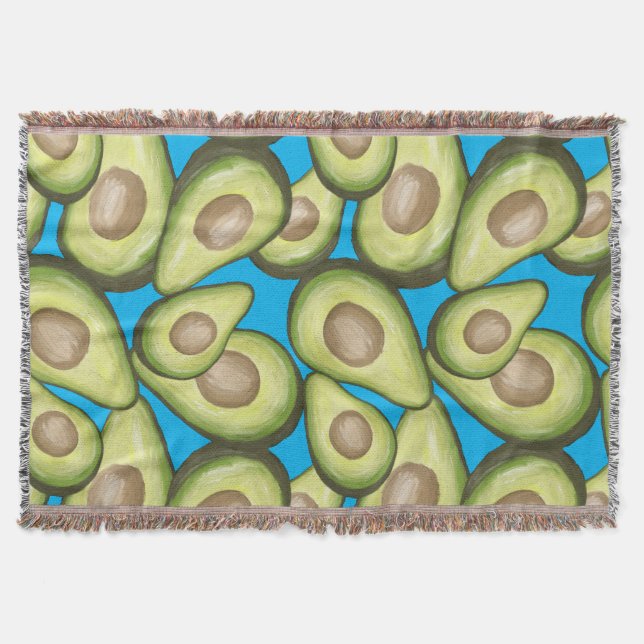 Gourmet Fresh Cut Vegan Avocado Pattern Throw Blanket (Front)
