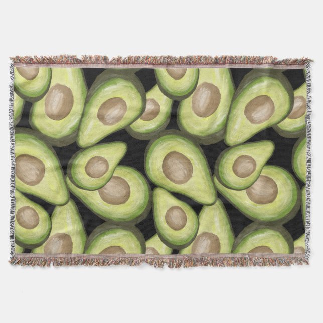 Gourmet Fresh Cut Vegan Avocado Pattern Throw Blanket (Front)
