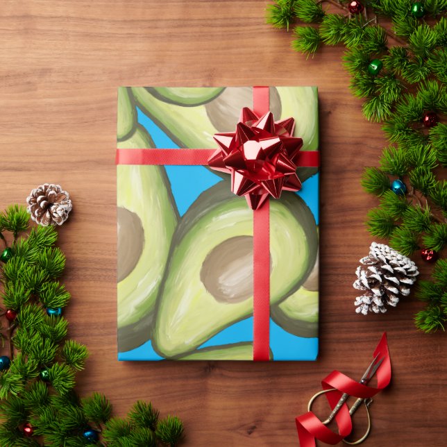 Gourmet Fresh Cut Vegan Avocado Pattern Wrapping Paper (Holiday Gift)