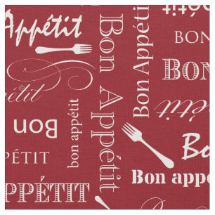 Gourmet Kitchen Bon Appetit Red and White Fabric