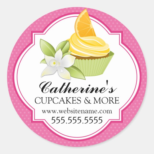 Gourmet Orange Slice Cupcake Bakery Box Seals (Front)