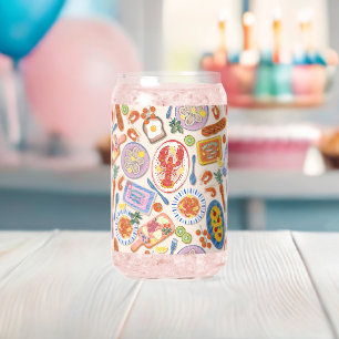 Gourmet Seafood Feast Pattern Pink Drinkware Can Glass
