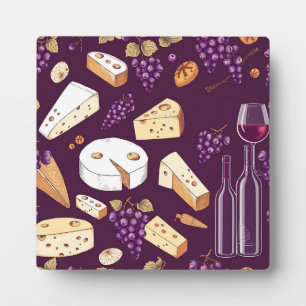 Gourmet Wine and Cheese Pairing Vintage Hand-Drawn Plaque