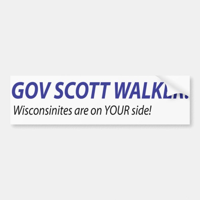Gov Scott Walker Bumper Sticker (Front)
