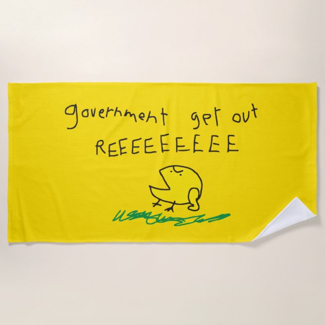 Government get out REE SNEKRIGHT Gadsden Flag Beach Towel (Front)