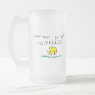 Government get out REE SNEKRIGHT Gadsden Flag Frosted Glass Beer Mug