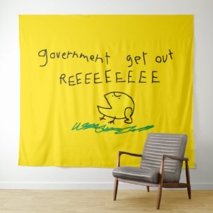 Government get out REE SNEKRIGHT Gadsden Flag Tapestry
