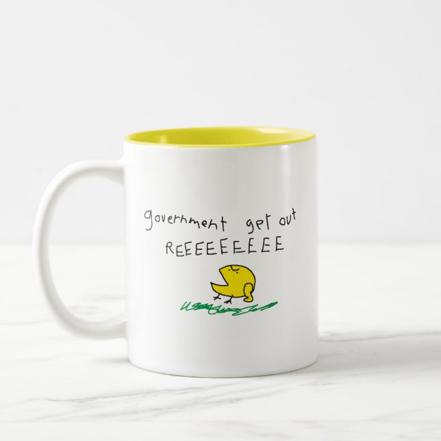 Government get out REE SNEKRIGHT Gadsden Flag Two-Tone Coffee Mug (Left)