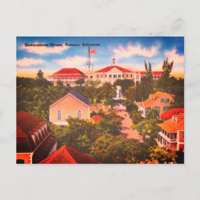 Government House, Nassau, Bahamas Vintage Photo Postcard (Front)