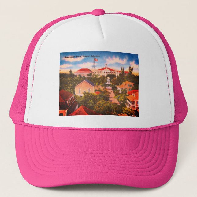 Government House, Nassau, Bahamas Vintage Photo Trucker Hat (Front)
