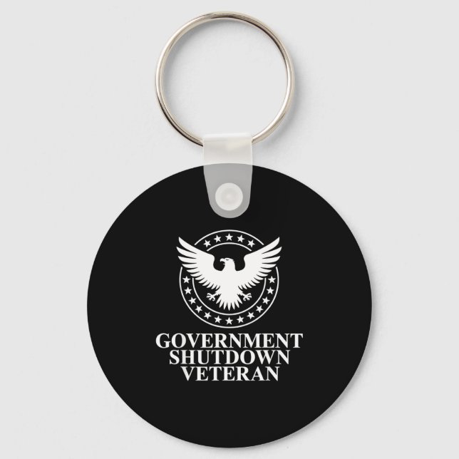 Government Shutdown Veteran Eagle Patriotic Litica Key Ring (Front)
