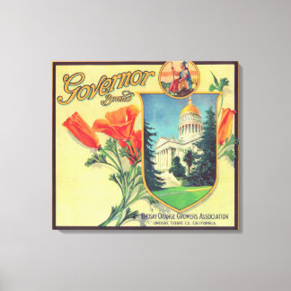 Governor Orange LabelLindsay, CA Canvas Print