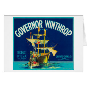 Governor Winthrop Apple Label (blue) - Yakima, W
