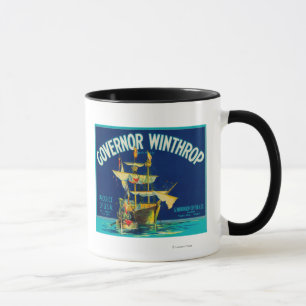 Governor Winthrop Apple Label (blue) - Yakima, W Mug