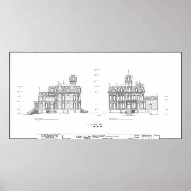 GOVERNOR's MANSION of CALIFORNIA BLUEPRINT Poster (Front)
