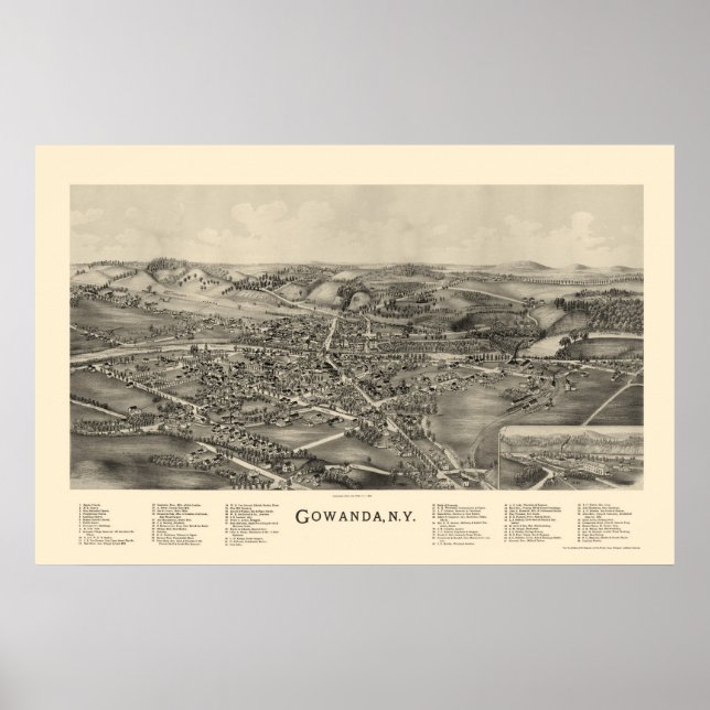 Gowanda, NY Panoramic Map - 1892 Poster (Front)
