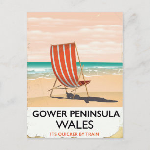 Gower Peninsula Wales vintage travel poster Postcard
