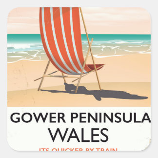 Gower Peninsula Wales vintage travel poster Square Sticker