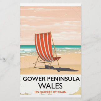 Gower Peninsula Wales vintage travel poster Stationery