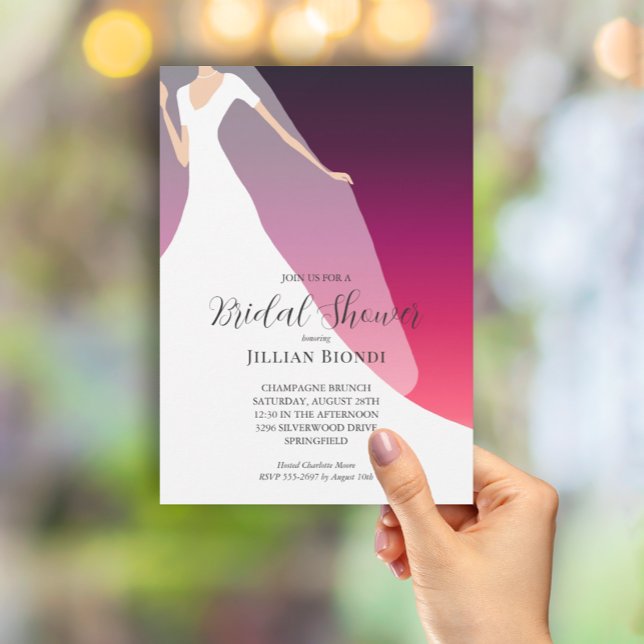 Gown and Veil Cherry Bridal Shower Invitation (Creator Uploaded)