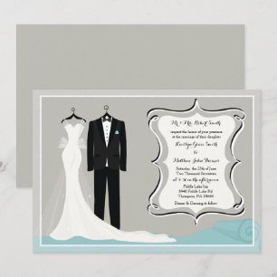 Gown & Tuxedo Wedding or Couples Shower Invitation