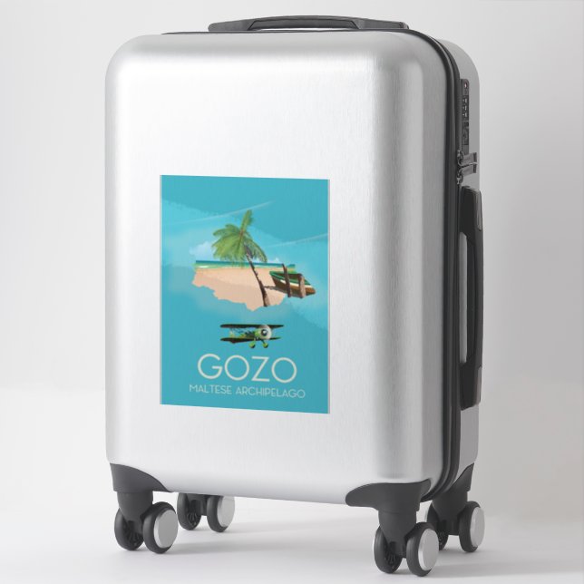Gozo , Maltese archipelago Map Travel poster. (Suitcase)
