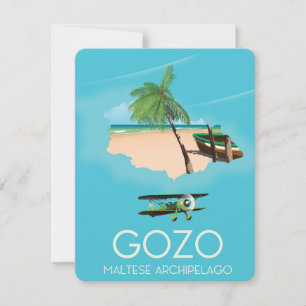Gozo , Maltese archipelago Map Travel poster.