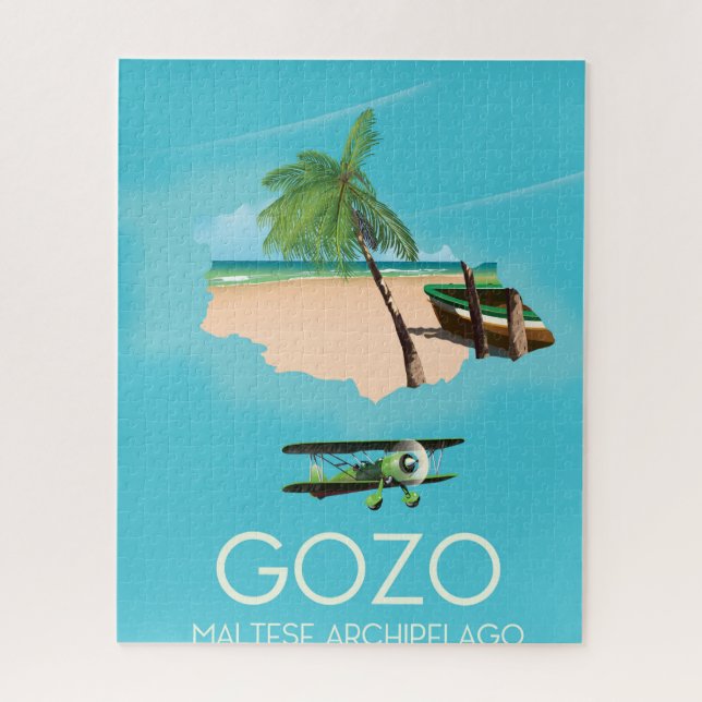Gozo , Maltese archipelago Map Travel poster. Jigsaw Puzzle (Vertical)