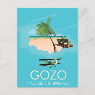 Gozo , Maltese archipelago Map Travel poster. Postcard
