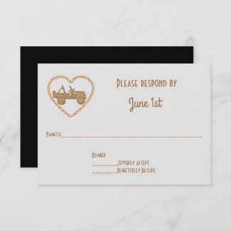 GP Off Road 4X4 & Names in Heart Wedding RSVP Invitation