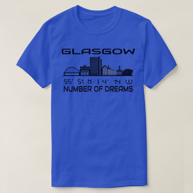 GPS Coordinates City Glasgow Skyline Dream City 1 T-Shirt (Design Front)