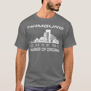 GPS Coordinates City Hamburg Skyline Dream City T-Shirt
