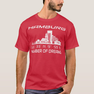 GPS Coordinates City Hamburg Skyline Dream City T-Shirt