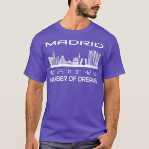 Gps Coordinates City Madrid Skyline Dream City T-Shirt