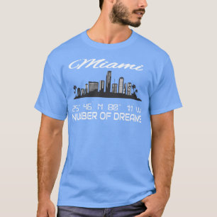 GPS Coordinates City Miami Skyline Dream City T-Shirt