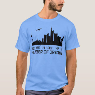 GPS Coordinates City Of Frankfurt Skyline Dream 1 T-Shirt