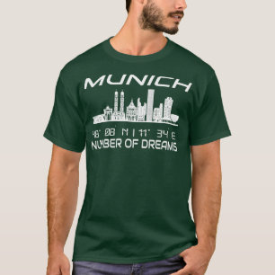 GPS Coordinates City Of Munich Skyline Dream City T-Shirt
