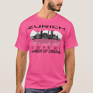 Gps Coordinates City Zurich Skyline Dream City 2 T-Shirt