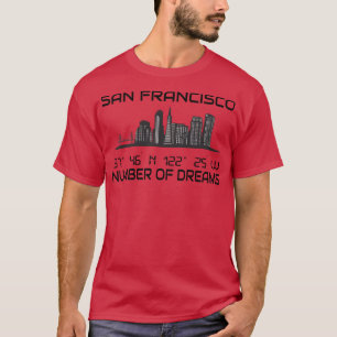 GPS Coordinates Frisco City San Francisco Skyline T-Shirt