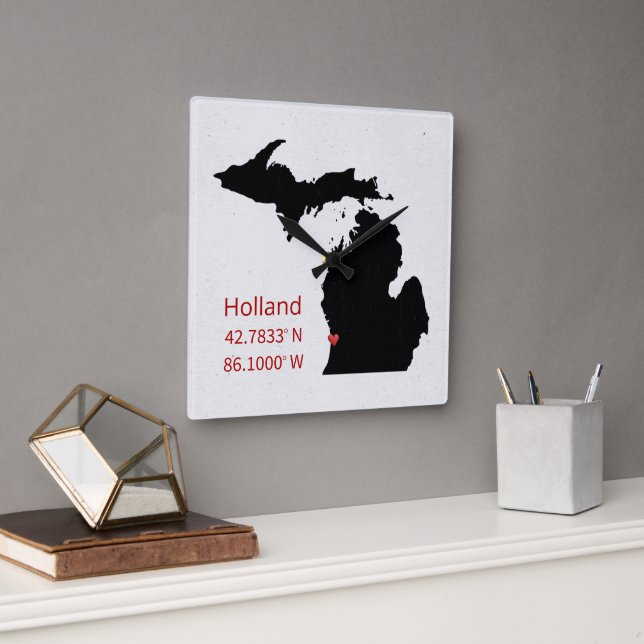 GPS Coordinates of Holland Michigan Square Wall Clock (Office)