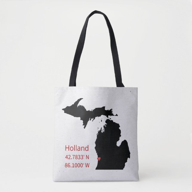 GPS Coordinates of Holland Michigan Tote Bag (Front)