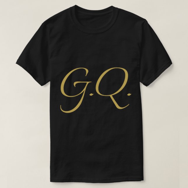 GQ InitialsGold LetteringPersonalised Gifts T-Shirt (Design Front)